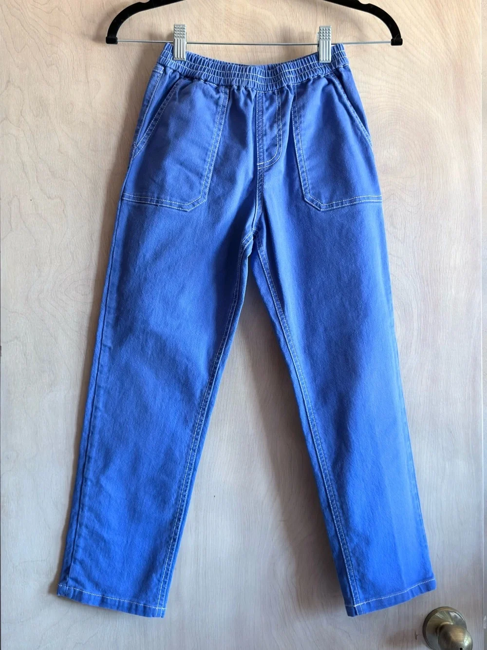 Mini Boden Boys Pull On Pants 8-9Y Blue Cotton Elastic Waist